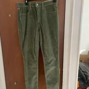Olive American Eagle Hi-Rise Stretch Corduroys